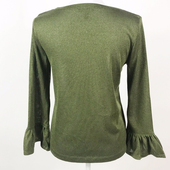 J Crew Sparkle Bell Sleeve Metallic Shimmer Top S - Picture 2 of 8